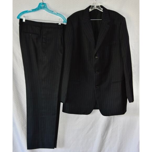 Boss by HUGO BOSS Einstein Sigma Pinstripe 100% Wool Jacket Pant Suit Size 46 - Picture 1 of 11